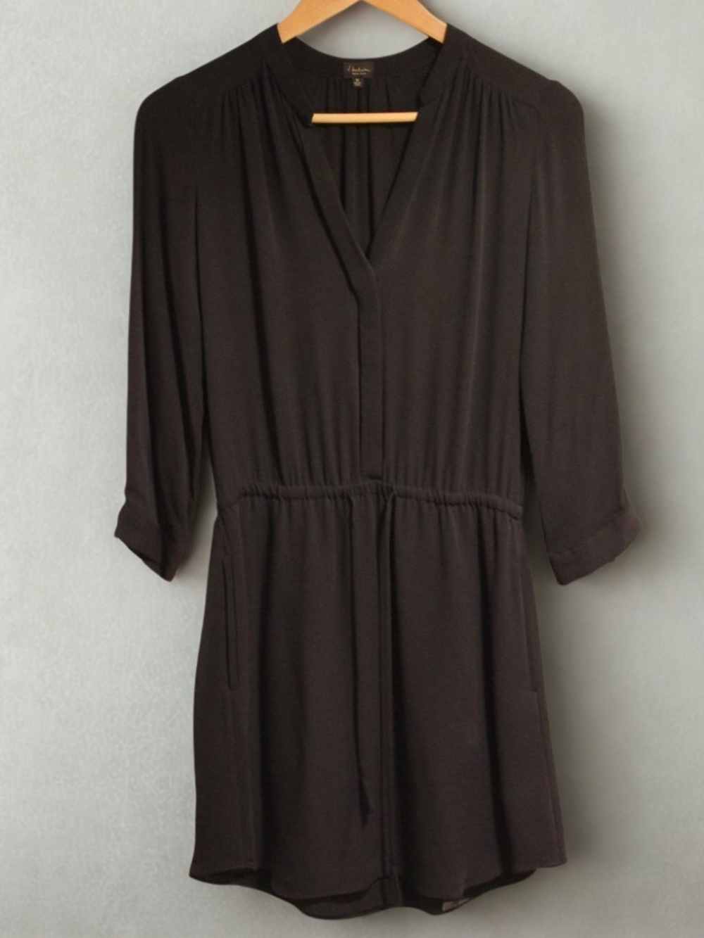 Aritzia Babaton 100% Silk Tie Waist Black Dress Size S